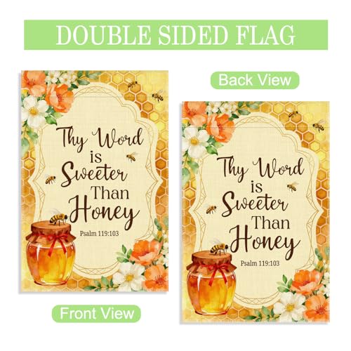 Thy Word Is Sweeter Than Honey 12 x 18 Inch Christian Garden Flag - color: Yellow 2