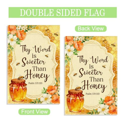 Thy Word Is Sweeter Than Honey 12 x 18 Inch Christian Garden Flag - color: Yellow 2