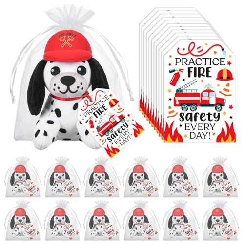 Silipull 18 Pcs Fire Prevention Week Gifts Stuffed Dalmatian Plush - style: Fire Safety Awareness