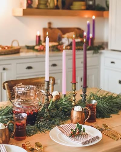 Red Taper Candles Driples Candlesticks Tapered Candles Ideal as Dinner Candle Smokeless and Unscented Long Burning 10.5 inch，Set of 12 - color: Ribbed10.5''-Gradient Red