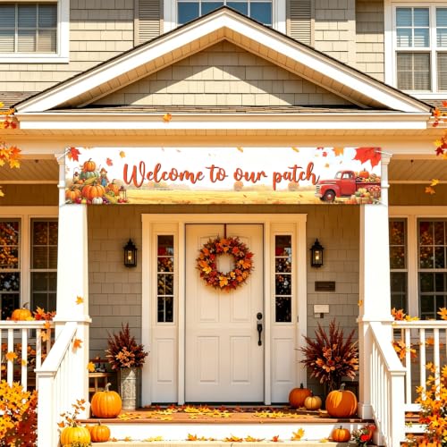Welcome to Our Patch Fall Banner Pumpkin Patch Thanksgiving Yard Sign Decor - color: Welcome to Our Patch