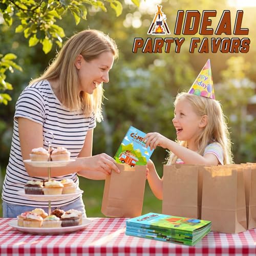 Kosiz 24 Pcs Camping Party Favors Activity Books Bulk, Mini Camping Birthday Party Supplies for Goodie Bag Stuffers, Nature Theme Coloring Booklets with Mazes Puzzles for Classroom Rewards & Pinata - style: Camping