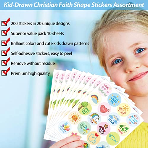 Fancy Land Kid-Drawn Christian Stickers Easter Religious Stickers Kids