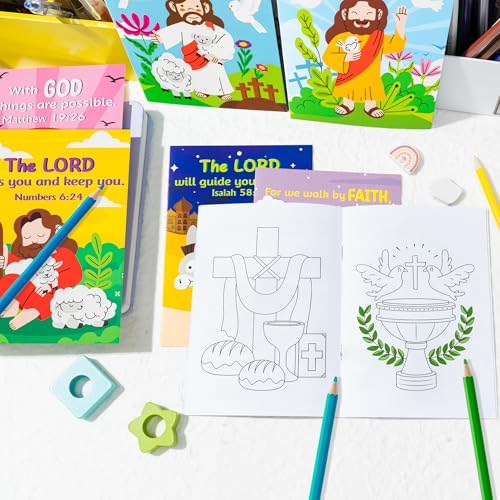 ANGOLIO 24 PCS Christian Religious Coloring Books for Kids Bulk, 6 Styles