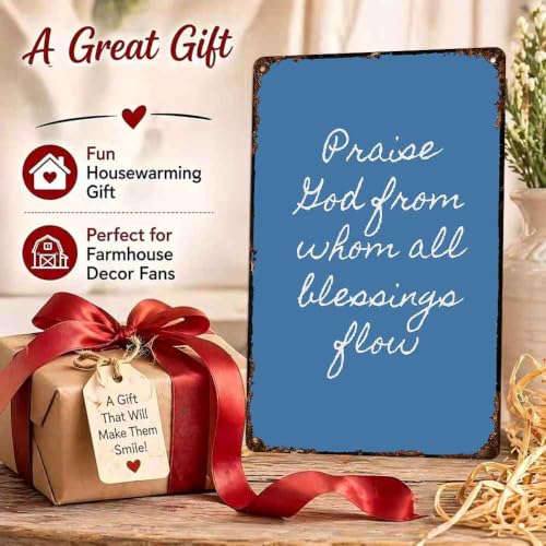 Christian Blessing Quote Farmhouse Aluminum Metal Sign 8 x 12 Inch