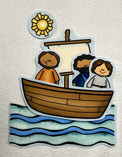 Jesus Calms The Storm Felt Figures for Bible Flannel Board Stories Miracles New Testament (Medium)