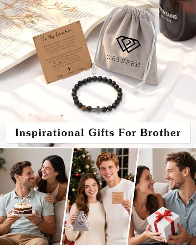 Cross Bracelet, To Mens Boys Christian Gifts for Birthday Christmas - style: Brother