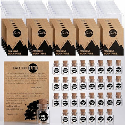 Christian Faith Favors bulk gifts - Mini Glass Bottle Keepsakes - color: Kraft-Round-30Pcs