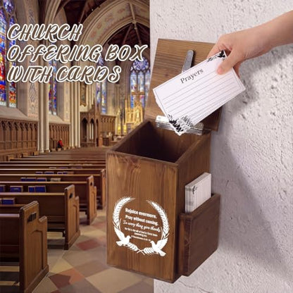 Roowest Prayer Request Box with Cards, Church Offering Box, Walnut Color - color: Walnut Color