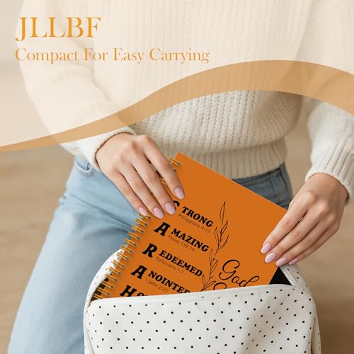 JLLBF Orange Christian Spiral Notebook, God Says I Am Bible Notebooks for Note Taking, Christian Gifts for Women Men, Inspirational Religious Journal Notebook, 5.5x8.3 Inch - color: God Says
