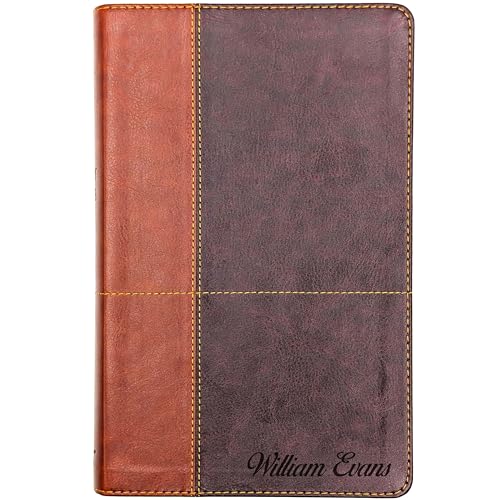 SacredBound Personalized NIV Large Print Reference Bible – Engraved Name LeatherSoft Tan/Brown | 12 Point Comfort Print, Cross References, Red Letter (Name Only)