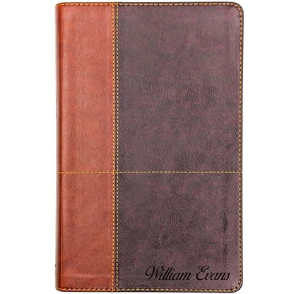 SacredBound Personalized NIV Large Print Reference Bible – Engraved Name LeatherSoft Tan/Brown | 12 Point Comfort Print, Cross References, Red Letter (Name Only)