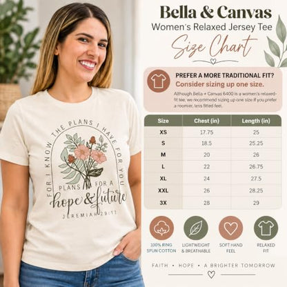 Christian Shirts for Women, Bible Verse Scripture, Jesus Faith Graphic Tee - color: Jeremiah 29:11 - Cream, size: Medium