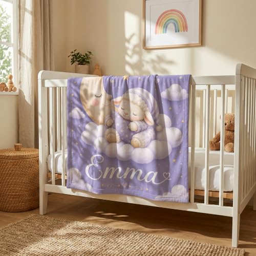 Personalized Baby Blanket With Name, Custom Baby Blankets Gift for Boy Girl - color: Misty Lavender, size: Lamb