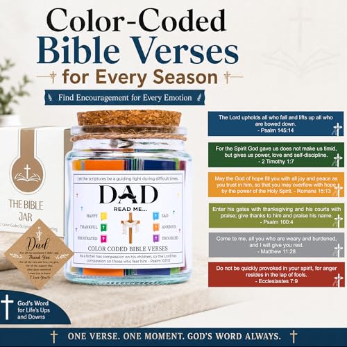 Solmay Bible Verse Jar for Dad, 92 Scripture Prayer Cards - color: Bible Verses Jar For Dad