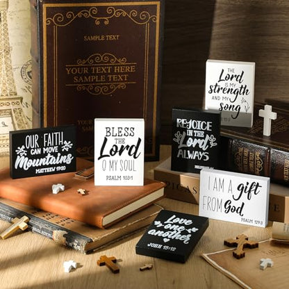 Yalikop 6 Pcs Bible Verse Christian Mini Wooden Sign, Affirmative Style - style: Affirmative Style