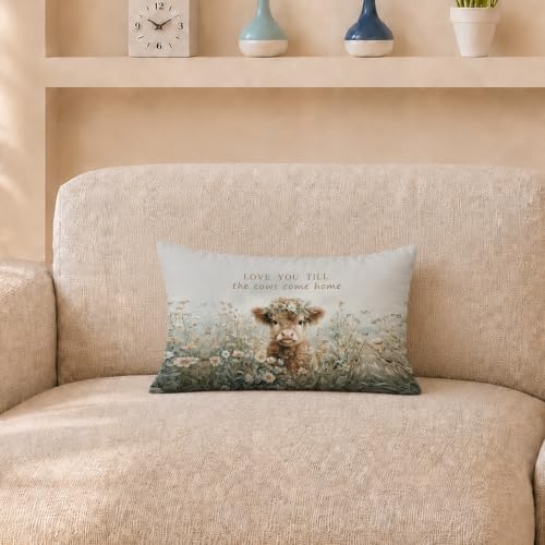 Vintage Highland Cow Throw Pillow Cover 20x12 Inch - color: Highland Cow-2