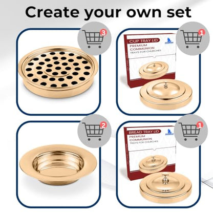(Cup Tray) Gold Premium Communion Trays for Churches | Stainless Steel Communion Ware Set, Supplies | 40 Cup Tray - color: Cup Tray