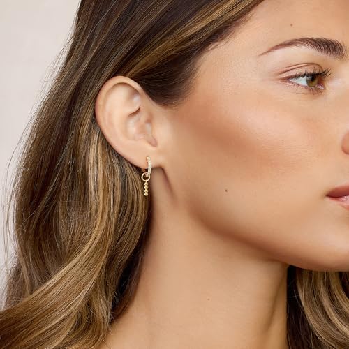 DAILY VIBES Cute Butterfly Star Cross Heart CZ Dangle Earrings for Women - color: Gold Bead Bar