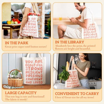 Aesthetics Canvas Tote Bag - Art Design Gift for Women, Reusable Purse Tote Bag with Inner Zip Pocket - style: You Are