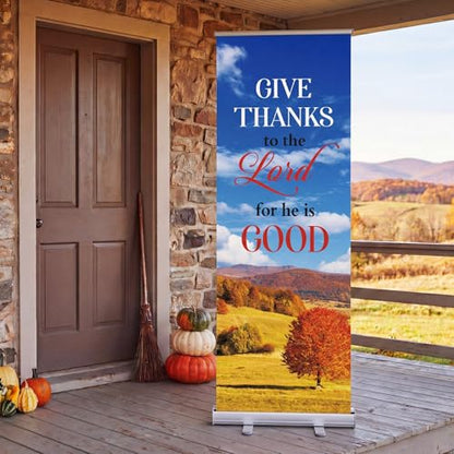 Ceenna 24 x 63 Inch Fall Church Banners for Sanctuary, Retractable Pull‑up - style: Fall Religious