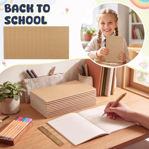 Handepo 100 Pack A6 Composition Notebooks 4"x5.8" Wide Ruled Notebook - color: Kraft Color, size: A6