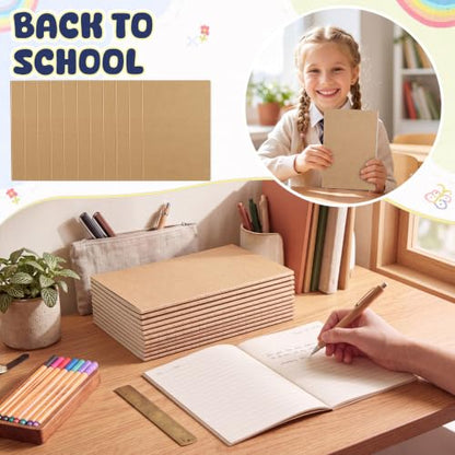 Handepo 100 Pack A6 Composition Notebooks 4"x5.8" Wide Ruled Notebook - color: Kraft Color, size: A6