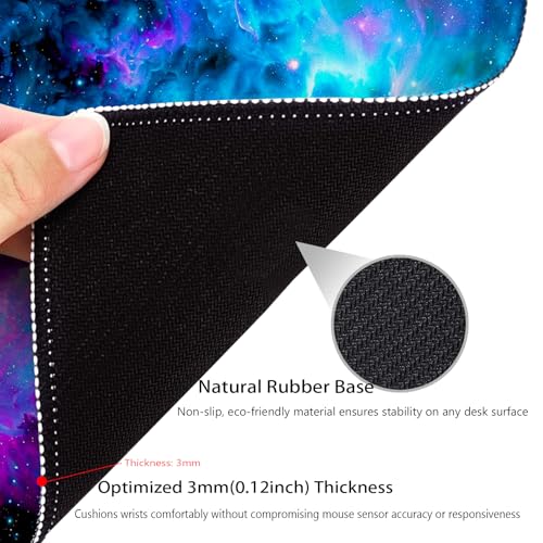 Blue and Purple Nebula Mouse Pad, Cosmic Space Galaxy Durable Desk Mat - color: Cosmic Nebula