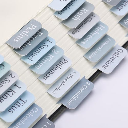 Mr. Pen- Laminated Bible Tabs, 75 pcs, Easy-to-Read & Apply - color: Blue Shades