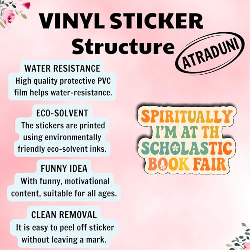 (3Pcs) Spiritually I’m at The Scholastic Book Fair Stickers Funny Nostalgic Quote Reading Teacher Gifts Waterproof Vinyl Decals for Water Bottle Laptop Car Phone Size 2.3" x 3" - color: Spiritually I’m at the Scholastic Book Fair