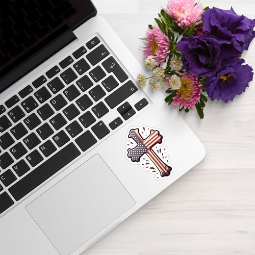 American Flag Cross Vinyl Sticker 5 Inch Waterproof Christian Jesus Faith Patriotic Decal Religious USA Graphic for Car Truck Laptop Window Water Bottle Bumper - color: 07
