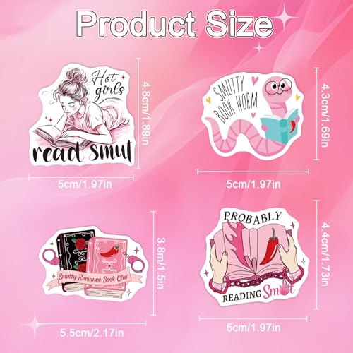 Smutty Book Stickers for Adults - 50 Pcs Bookish Smut Water Bottle Stickers, Spicy Waterproof Scrapbook Decals for Women, Reading Book Vinyl Sticker for Laptop Phone Journaling Skateboard - style: Smutty