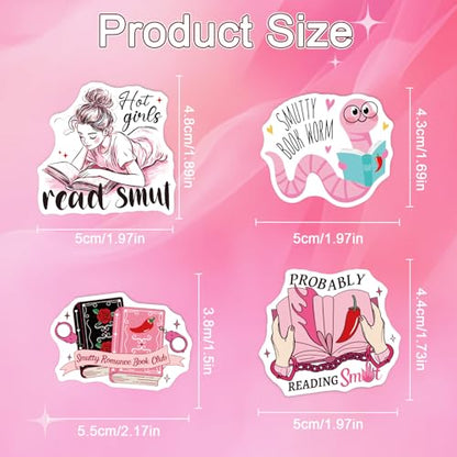 Smutty Book Stickers for Adults - 50 Pcs Bookish Smut Water Bottle Stickers, Spicy Waterproof Scrapbook Decals for Women, Reading Book Vinyl Sticker for Laptop Phone Journaling Skateboard - style: Smutty