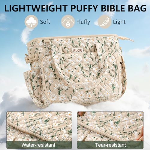 Large Bible Tote Bag for Women Bible Cover Case, Quilted Church Tote Bags