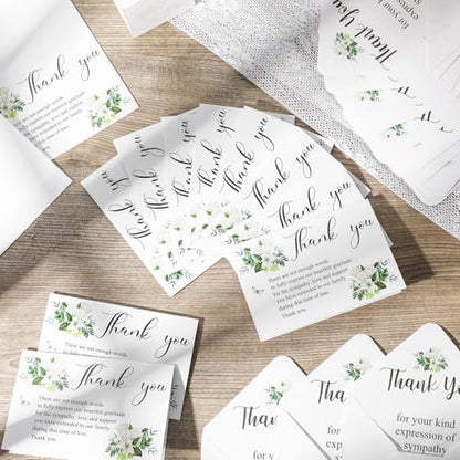 Marspark 25 Pack Funeral Thank You Cards Sympathy Envelopes, Lily - style: Lily