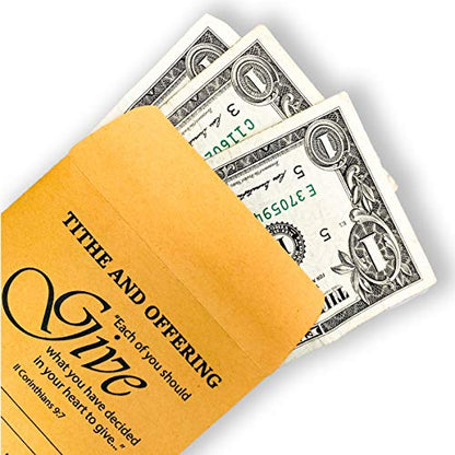 Coin Envelope, Tithe and Offering Envelopes for Church | 3.5" x 6.5" (Package of 100)