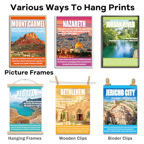 gisgfim 9 Pcs Bible Story Map Posters Bible Christian Posters for Classroom Decorations Sunday School Religious Bullet Board Middle High School Educational Poster Books VBS Scripture Church Decor
