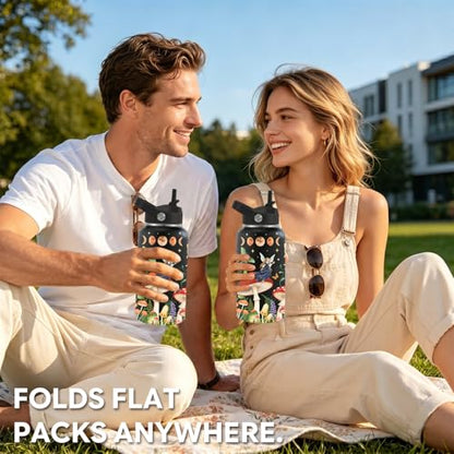 Mushroom Gift for Women, 26oz Water Bottle with Handle for Girl Friends - color: Mushroom-Black