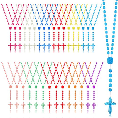 Sureio 36 Pcs Rosary Beads Plastic Catholic Necklaces Bulk, 13" 12 Colors
