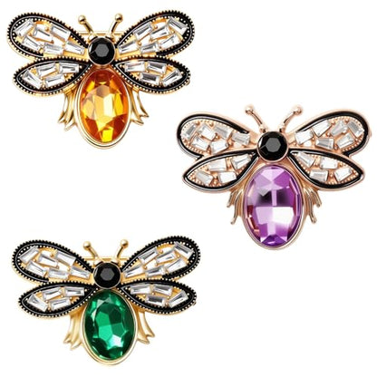3 Pcs Bee Brooch Pin, Rhinestone Crystal Bumble Bee Jewelry Lapel Pin