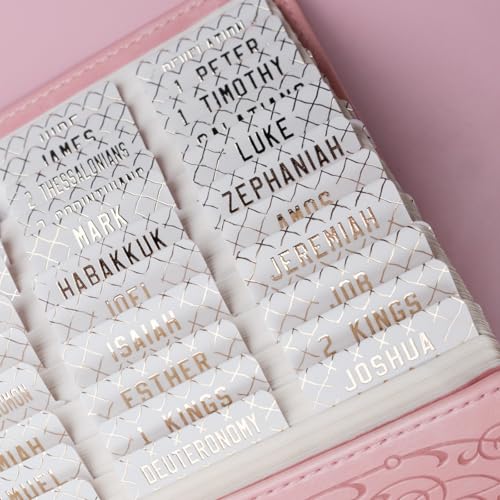 UPAFEXXI-Laminated Bible Tabs, Gold Foil Embossed Lettering(White) - color: White