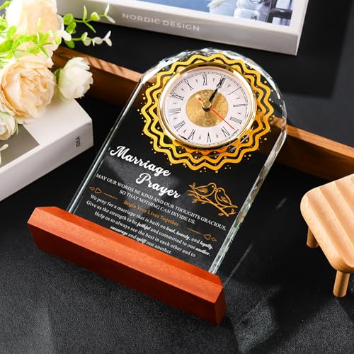 K9 Crystal Clock - Wedding Prayer Gift for Couples,6.5x8.5 Inch