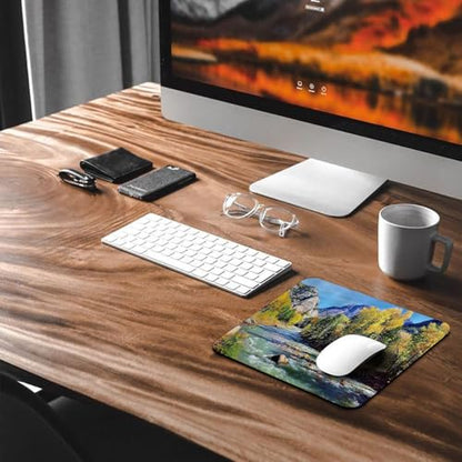 Colorado Rocky Mountain Mouse Pad, Forest River Summer Idyllic Desk Mat - color: Sky Blue