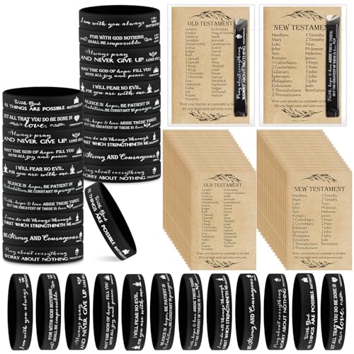 HyDren 36 Sets Bible Verse Bracelets, Religious Gifts Bulk - color: Black