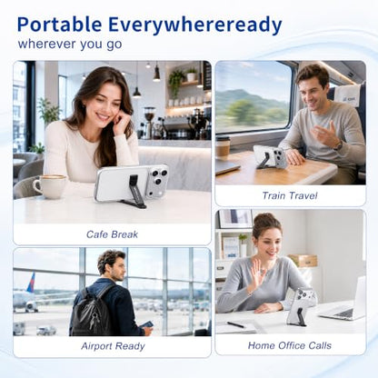 Portable Foldable Pocket Phone Stand with Keychain for Desk Travel(Black) - color: Black