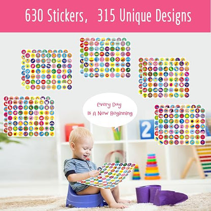 Potty Training Sticker Chart for Kids, 15 Incentive Potty Charts & 630 Stickers (Space, Farm, Dinosaur, Ocean, Construction Site) Potty Training Charts for Boys & Girls, Multiple Toddlers - style: Potty Training Incentive Charts