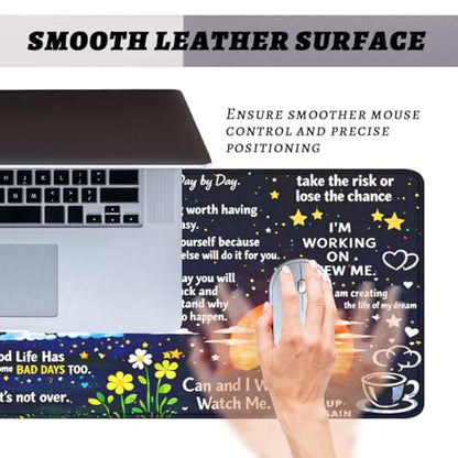 Motivational Quotes Mouse Pad Inspirational Night Sky Extended Mousepad Waterproof Stitched Edges Rubber Base Non-Slip Deskmap Computer Keyboard Mat 31.5x11.8 Inch - color: Motivational Quotes, size: 31.5" x 11.8"