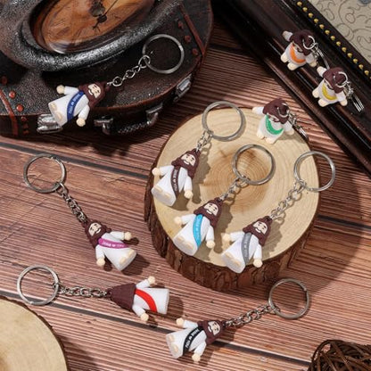 25 Or 50 Or 100 Christian Little Jesus Figures Printed With Jesus Love You Hanging With Keyrings For Baptism - style: 50 Pcs-10 Colors