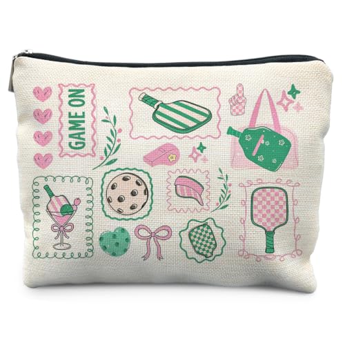 Pickleball Lover Player Gifts for Women Canvas Makeup Bag - color: pickleball