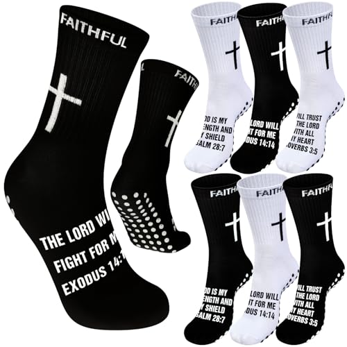Glitopper 6 Pairs Cross Grip Soccer Socks US 6-13 christian - color: 2 Colors, style: Classic
